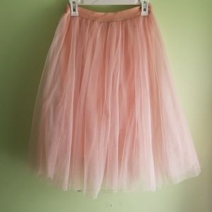 A-Line Pink/Salmon Tulle Skirt